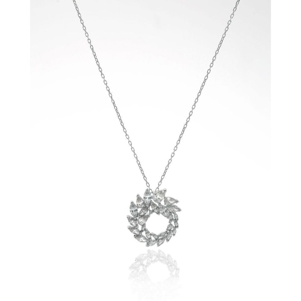 🦢SWAROVSKI Louison Rhodium Plated Czech White Crystal Necklace NWT Silver